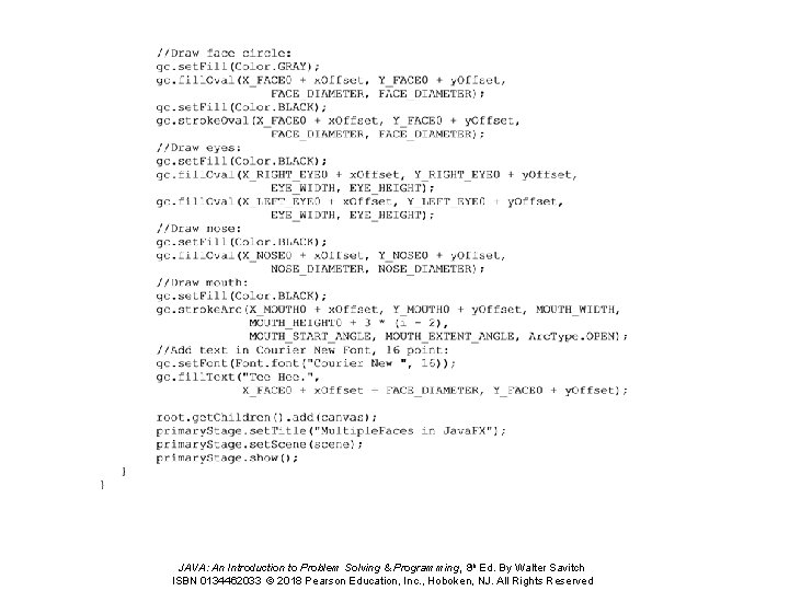 JAVA: An Introduction to Problem Solving & Programming, 8 th Ed. By Walter Savitch