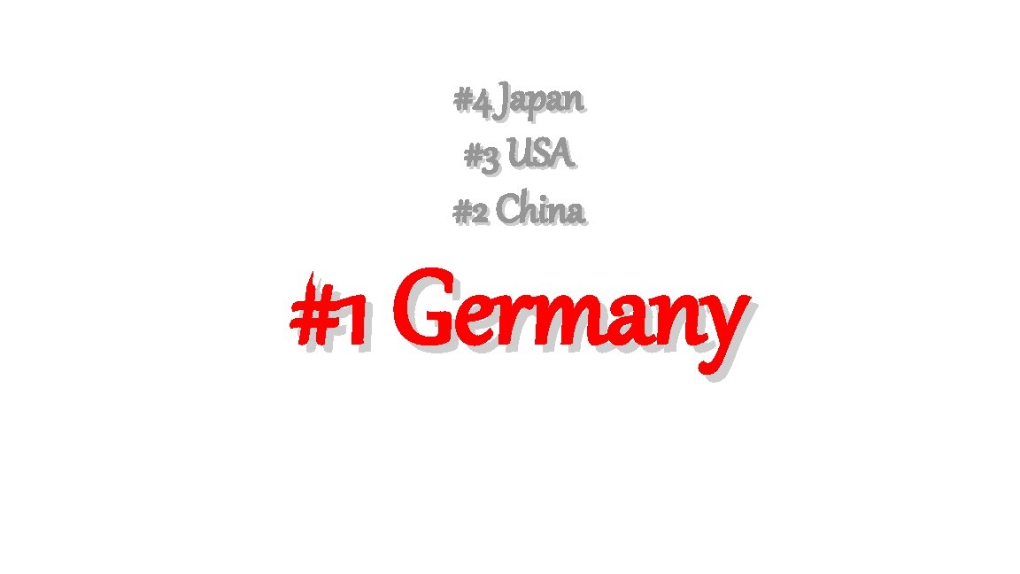 #4 Japan #3 USA #2 China #1 Germany 