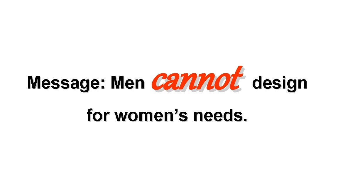 Message: Men cannot for women’s needs. design 