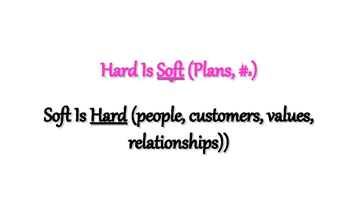 Hard Is Soft (Plans, #s) Soft Is Hard (people, customers, values, relationships)) 