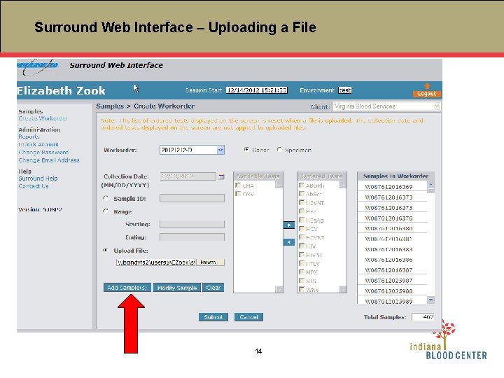 Surround Web Interface – Uploading a File 14 