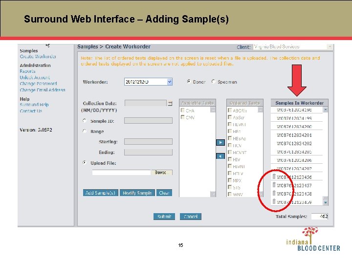 Surround Web Interface – Adding Sample(s) 15 