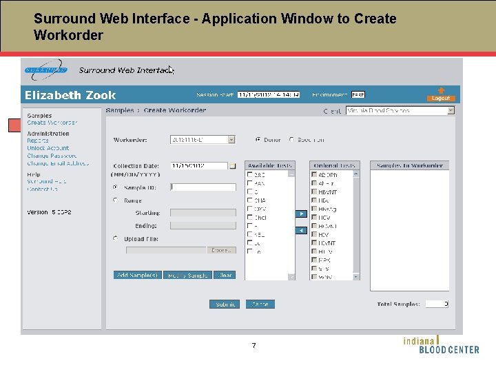 Surround Web Interface - Application Window to Create Workorder 7 