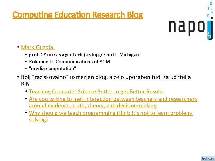 Computing Education Research Blog • Mark Guzdial • prof. CS na Georgia Tech (sedaj