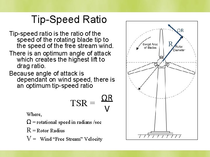 Tip-Speed Ratio Tip-speed ratio is the ratio of the speed of the rotating blade