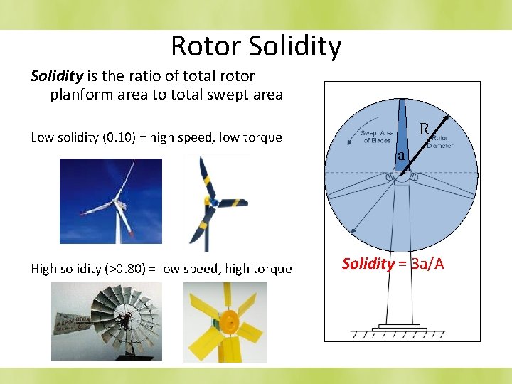 Rotor Solidity is the ratio of total rotor planform area to total swept area