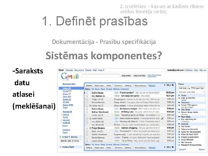 2. Izvēlēties – kas un ar kādiem rīkiem veidos tīmekļa vietni; 1. Definēt prasības