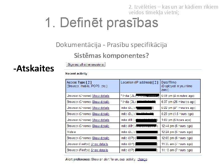 2. Izvēlēties – kas un ar kādiem rīkiem veidos tīmekļa vietni; 1. Definēt prasības