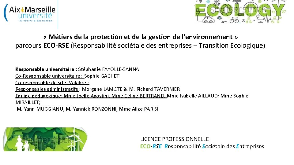  « Métiers de la protection et de la gestion de l'environnement » parcours