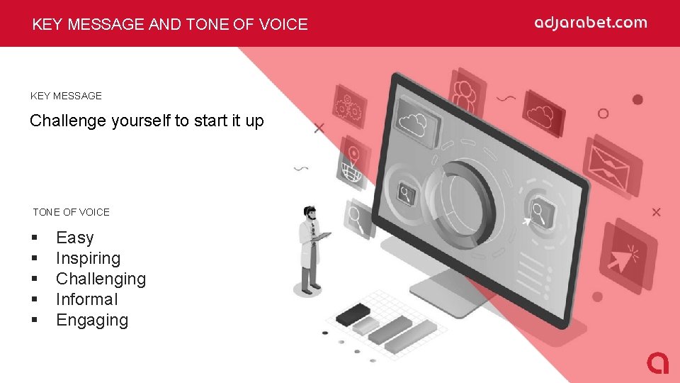 KEY MESSAGE AND TONE OF VOICE KEY MESSAGE Challenge yourself to start it up