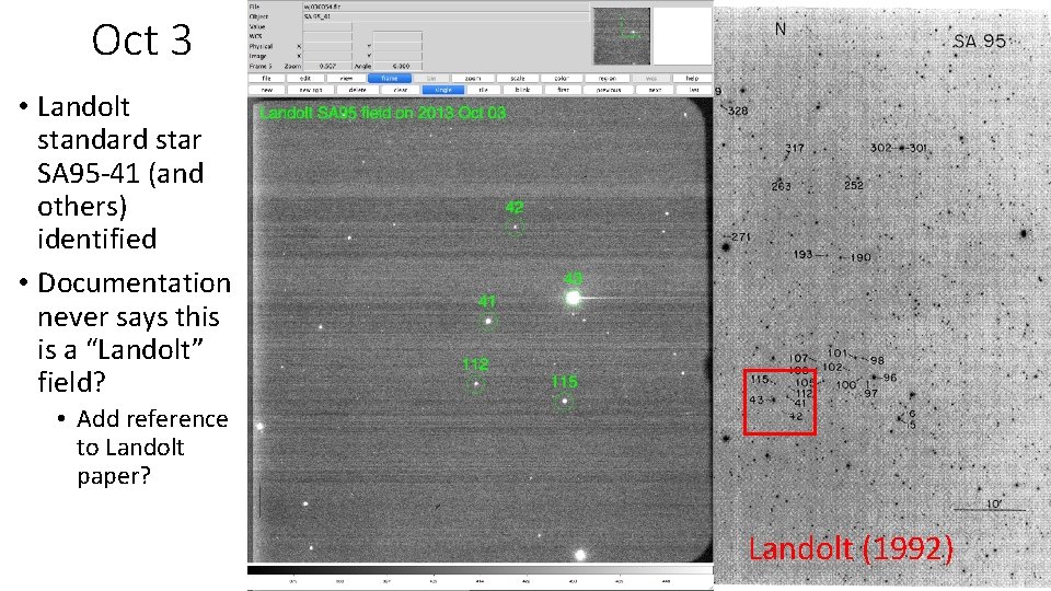 Oct 3 • Landolt standard star SA 95 -41 (and others) identified • Documentation