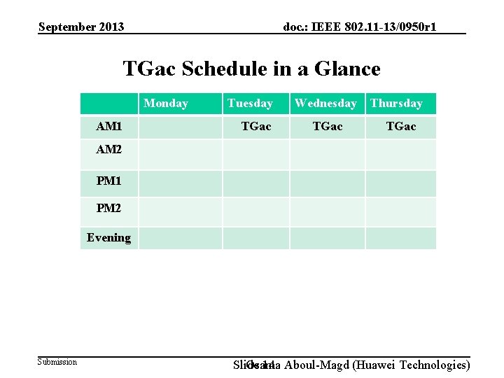 doc. : IEEE 802. 11 -13/0950 r 1 September 2013 TGac Schedule in a