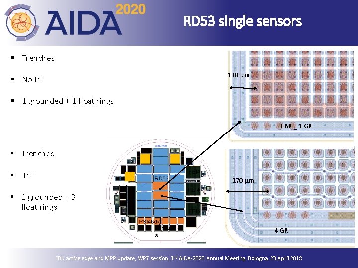 RD 53 single sensors § Trenches 110 mm § No PT § 1 grounded