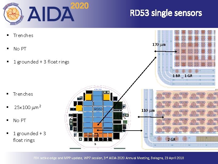 RD 53 single sensors § Trenches 170 mm § No PT § 1 grounded