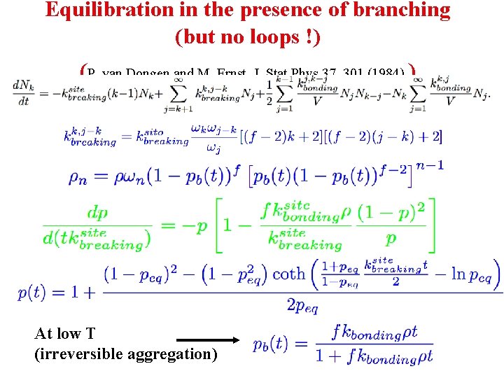 Equilibration in the presence of branching (but no loops !) (P. van Dongen and