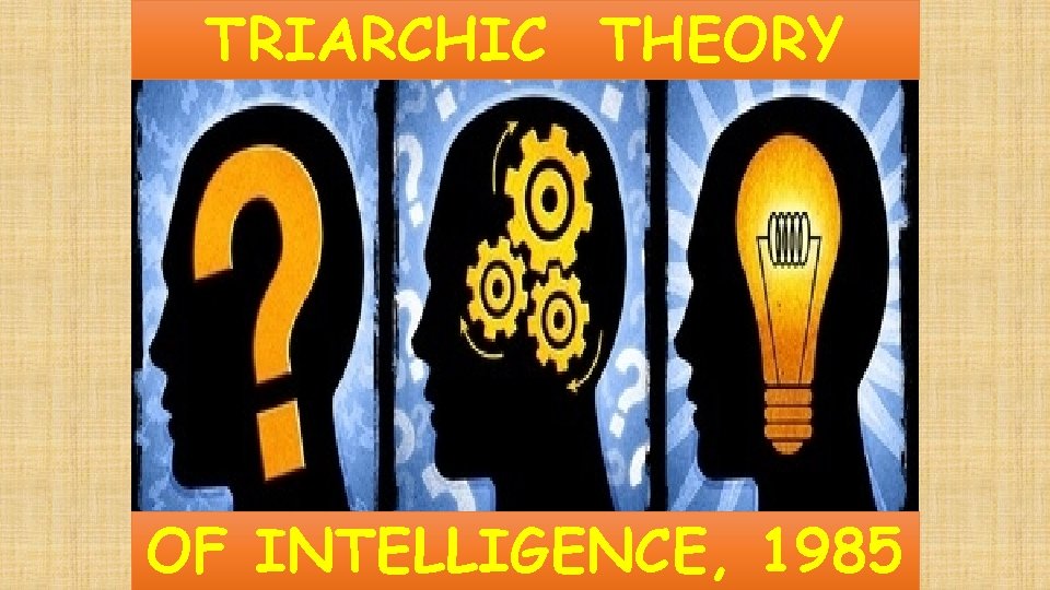 TRIARCHIC THEORY OF INTELLIGENCE, 1985 