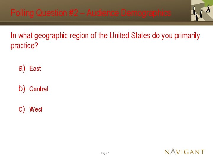 Polling Question #2 – Audience Demographics In what geographic region of the United States