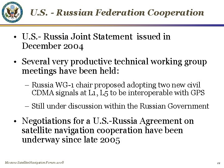 U. S. - Russian Federation Cooperation • U. S. - Russia Joint Statement issued