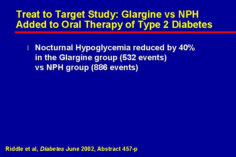 Treat to Target Study: Glargine vs NPH Added to Oral Therapy of Type 2