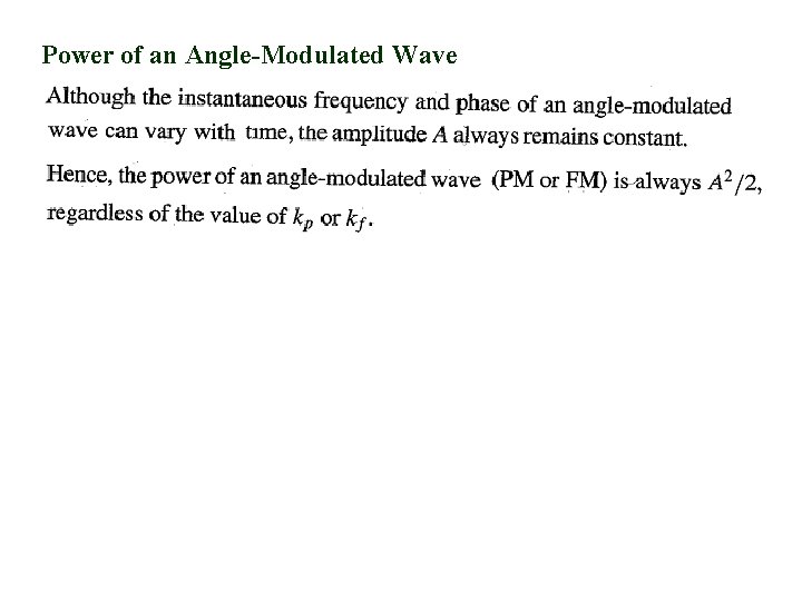 Power of an Angle-Modulated Wave 