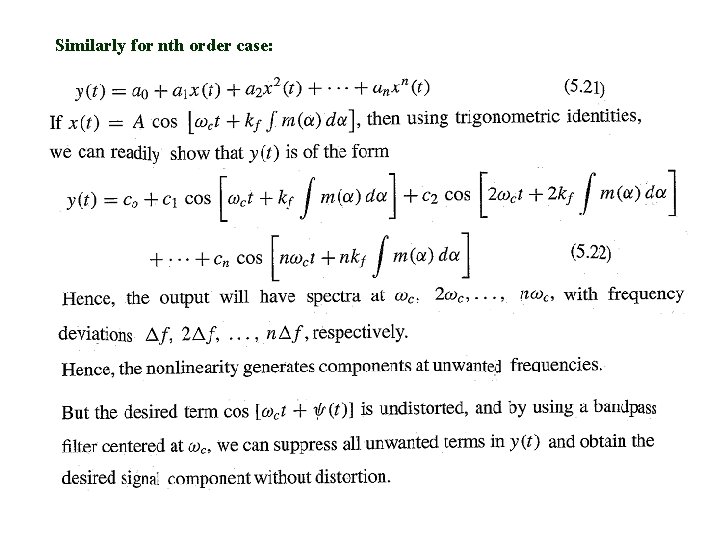 Similarly for nth order case: 
