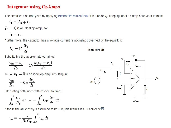 Integrator using Op. Amps 