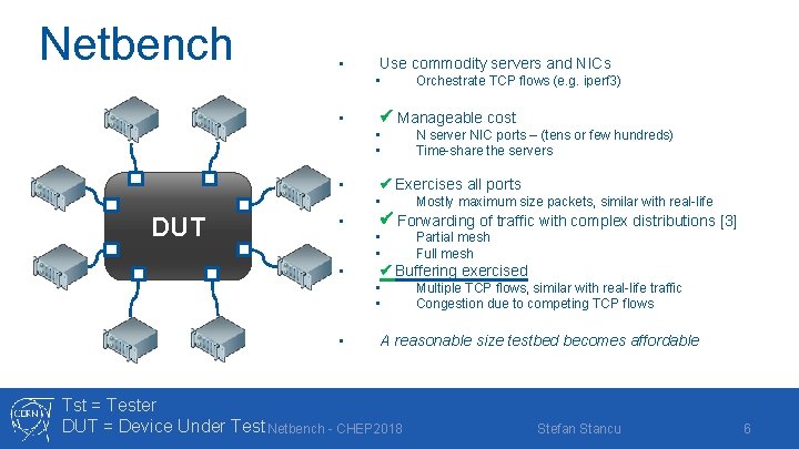 Netbench • Use commodity servers and NICs • • Manageable cost • • Partial