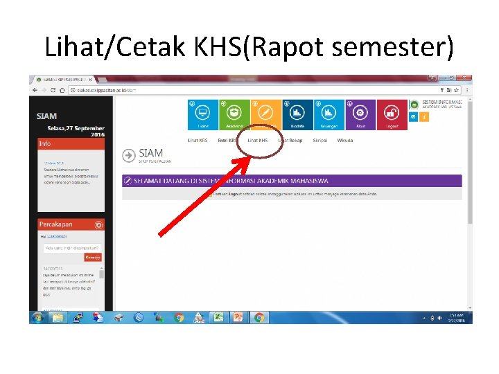 Lihat/Cetak KHS(Rapot semester) 