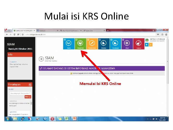 Mulai isi KRS Online Memulai Isi KRS Online 