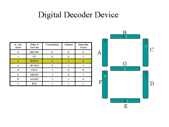 Digital Decoder Device B 0 2 0 0 1 2 E. Coli strain Strips
