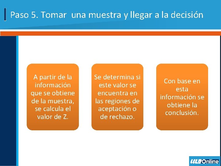 Paso 5. Tomar una muestra y llegar a la decisión A partir de la