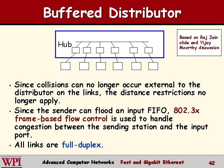 Buffered Distributor Hub § § § Based on Raj Jain slide and Vijay Moorthy