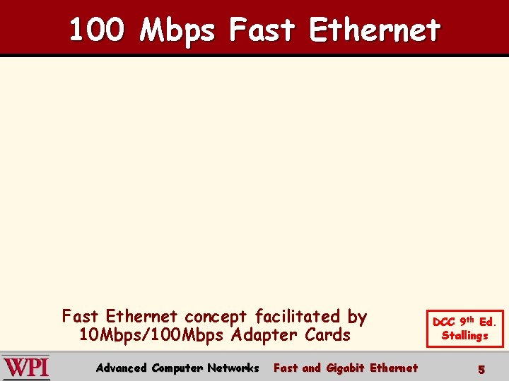 100 Mbps Fast Ethernet concept facilitated by 10 Mbps/100 Mbps Adapter Cards Advanced Computer