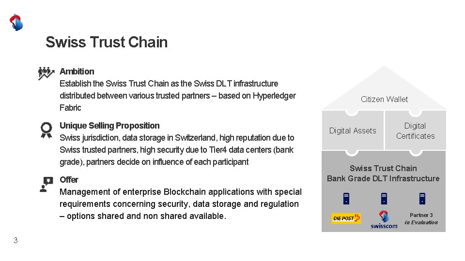 Swiss Trust Chain Ambition Establish the Swiss Trust Chain as the Swiss DLT infrastructure