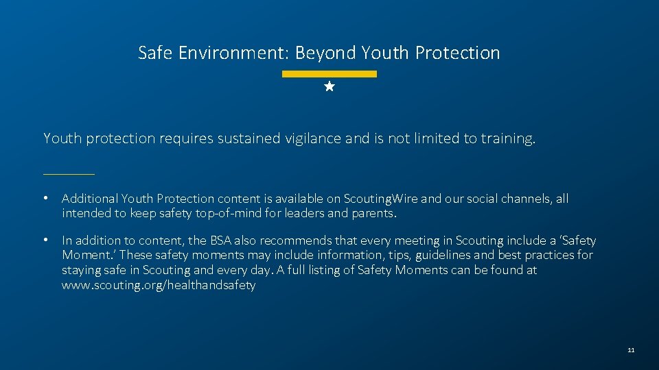 Safe Environment: Beyond Youth Protection Youth protection requires sustained vigilance and is not limited