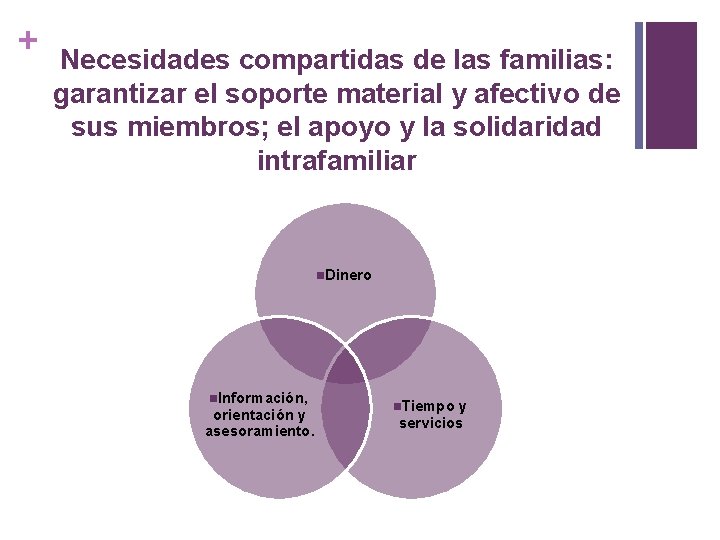 + Necesidades compartidas de las familias: garantizar el soporte material y afectivo de sus