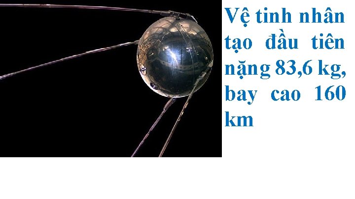 Vệ tinh nhân tạo đầu tiên nặng 83, 6 kg, bay cao 160 km