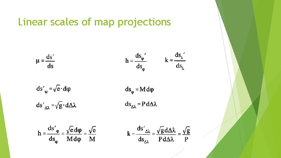 Linear scales of map projections 