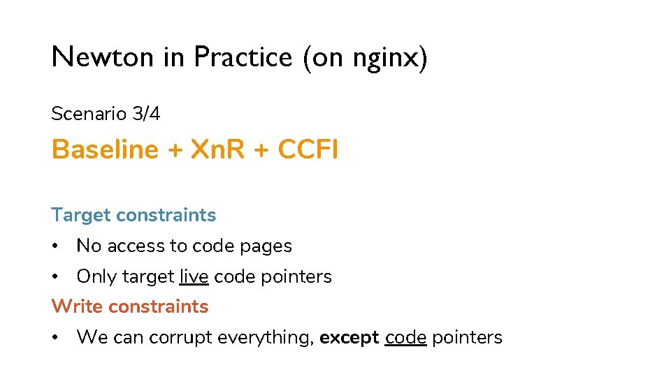 Newton in Practice (on nginx) Scenario 3/4 Baseline + Xn. R + CCFI Target