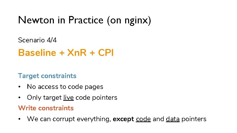 Newton in Practice (on nginx) Scenario 4/4 Baseline + Xn. R + CPI Target