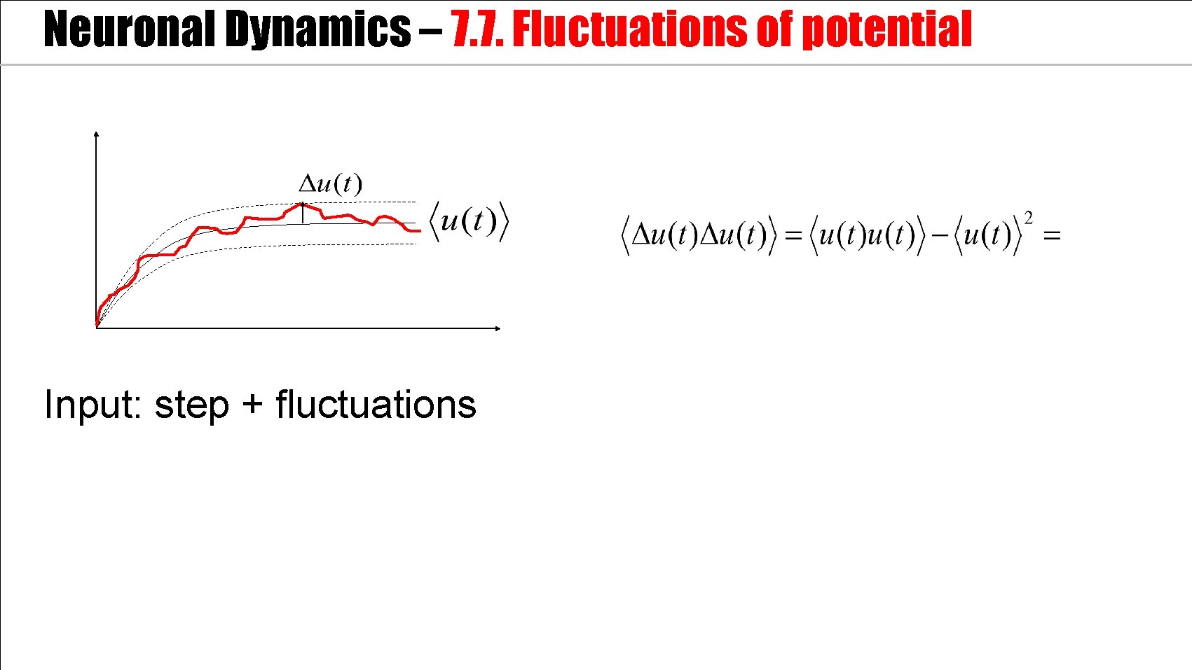 Neuronal Dynamics – 7. 7. Fluctuations of potential Input: step + fluctuations 