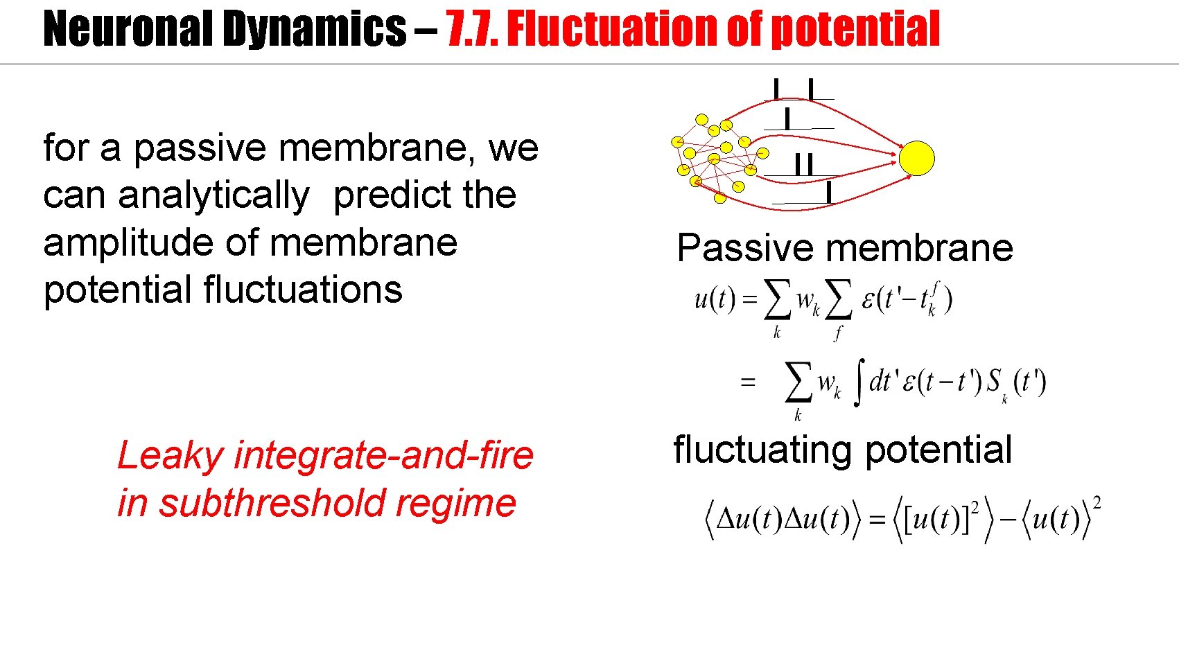 Neuronal Dynamics – 7. 7. Fluctuation of potential for a passive membrane, we can