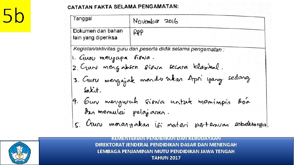 5 b KEMENTERIAN PENDIDIKAN DAN KEBUDAYAAN DIREKTORAT JENDERAL PENDIDIKAN DASAR DAN MENENGAH LEMBAGA PENJAMINAN