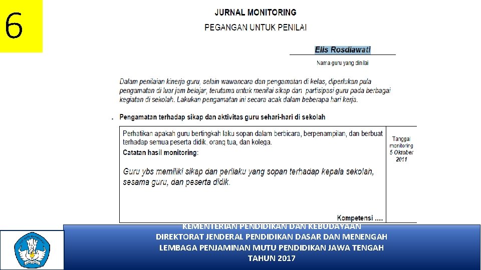 6 KEMENTERIAN PENDIDIKAN DAN KEBUDAYAAN DIREKTORAT JENDERAL PENDIDIKAN DASAR DAN MENENGAH LEMBAGA PENJAMINAN MUTU