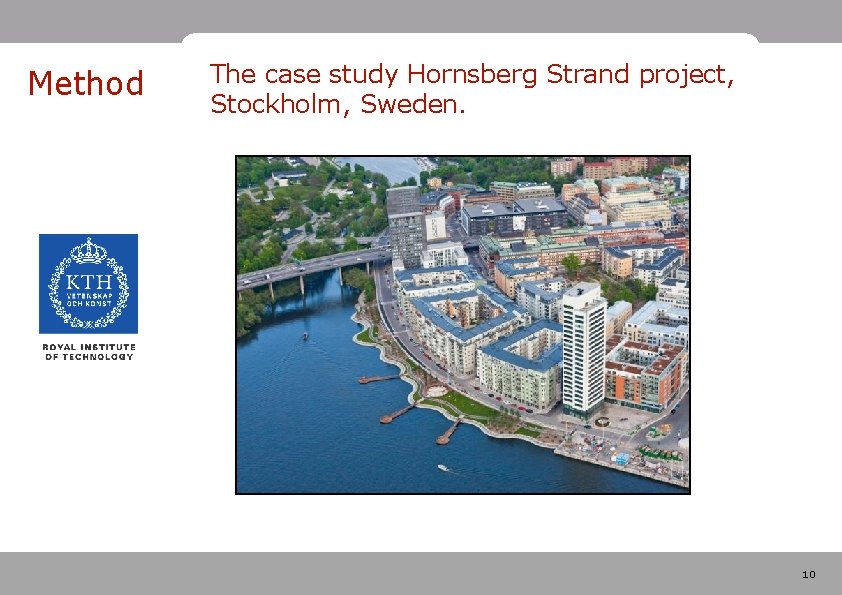 Method The case study Hornsberg Strand project, Stockholm, Sweden. 10 