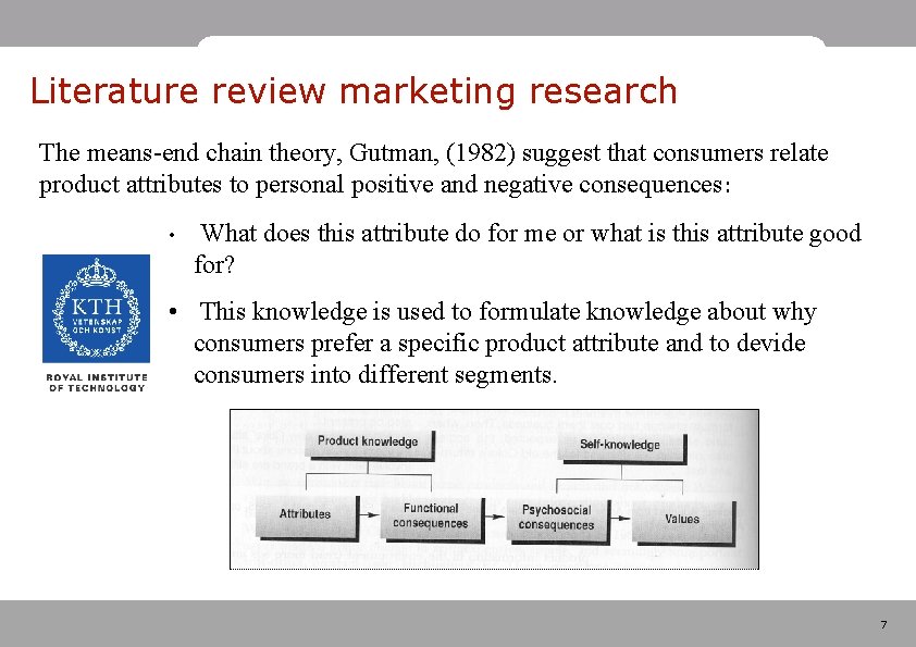 Literature review marketing research The means-end chain theory, Gutman, (1982) suggest that consumers relate