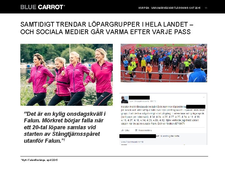 KORPEN - VARUMÄRKESKARTLÄGGNING OKT 2015 SAMTIDIGT TRENDAR LÖPARGRUPPER I HELA LANDET – OCH SOCIALA