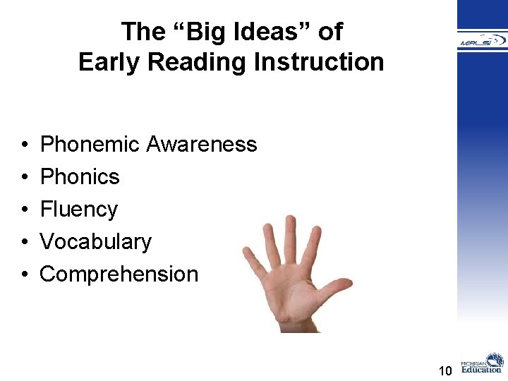 The “Big Ideas” of Early Reading Instruction • • • Phonemic Awareness Phonics Fluency