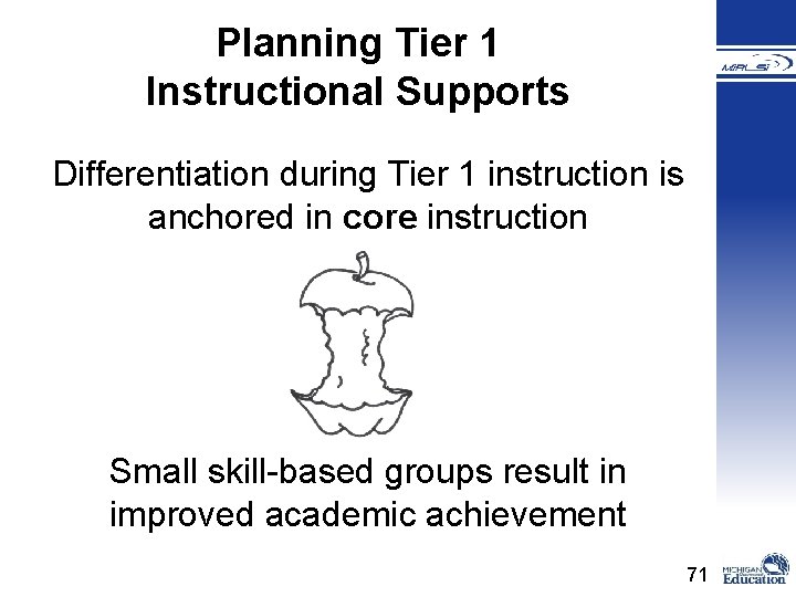 Planning Tier 1 Instructional Supports Differentiation during Tier 1 instruction is anchored in core