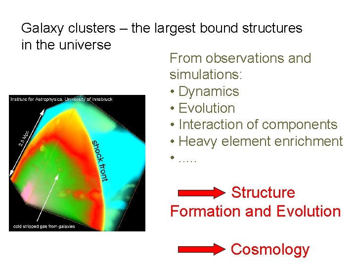 Galaxy clusters – the largest bound structures in the universe From observations and simulations: